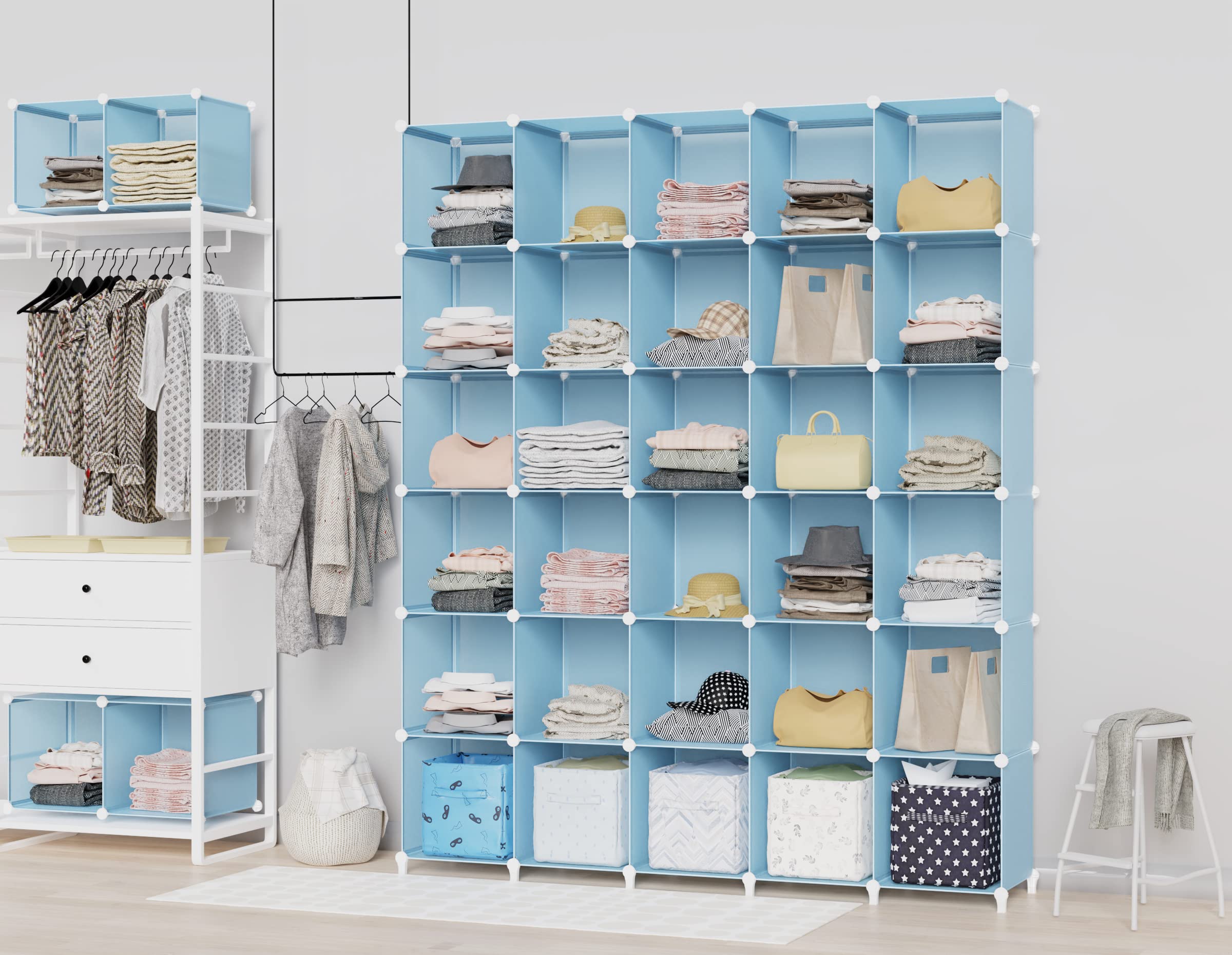 Homidec Closet Organizer, 9-Cube Closet Organizers And Storage, Portable Closet Storage Shelves,Closet Organizer Storage Shelves, Clothes Storage Organizer For Garment Racks, Closet, Wardrobe, Blue